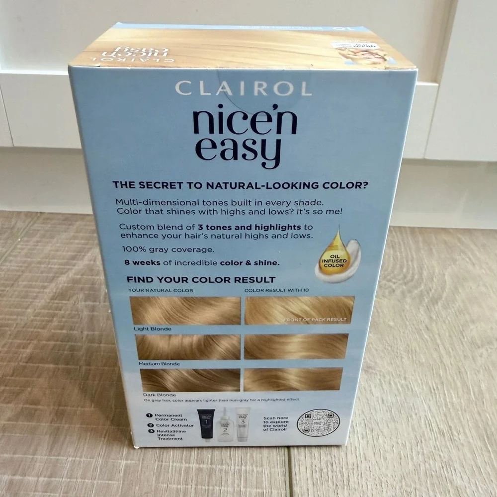 Clairol Nice'n Easy Hair Color Women 10 Extra Light Blonde Permanent 3 Tones